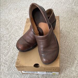 Born Brown Loafers Slip-Ons with Smooth Leather Upper